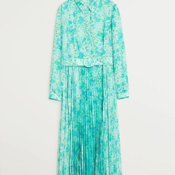 Mango Belted Pleated Midi Dress New - Picture 4 of 8